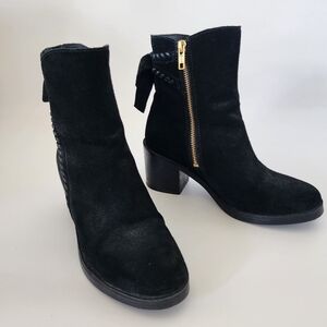 UGG Fraise whipsticth black suede heeled boots size 6.5